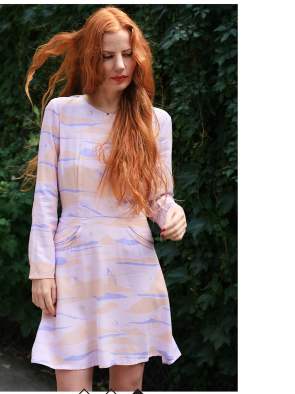 Samantha Pleet Galactic Dress Pastel Pink & Lavender Long-Sleeve A-Line
